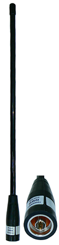 Ground independent UHF flexible whip top, 470-700MHz, specify 20MHz, N-type male, 4dBi – 310mm
